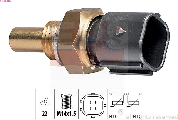 EPS 1.830.316 - Senzor,temperatura lichid de racire aaoparts.ro