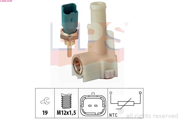 EPS 1-830-233K - Senzor,temperatura lichid de racire aaoparts.ro