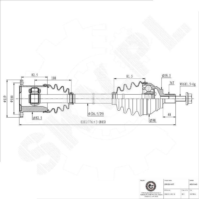 Esen SKV 40SKV443 - Planetara aaoparts.ro