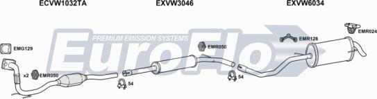 EuroFlo VWLUP14D 1001B - Sistem de esapament aaoparts.ro
