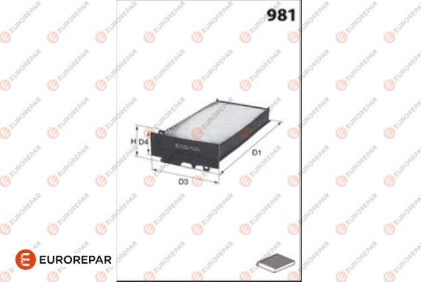 EUROREPAR 1686255180 - Filtru, aer habitaclu aaoparts.ro