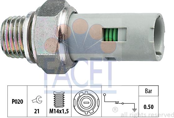 FACET 7.0151 - Senzor,presiune ulei aaoparts.ro