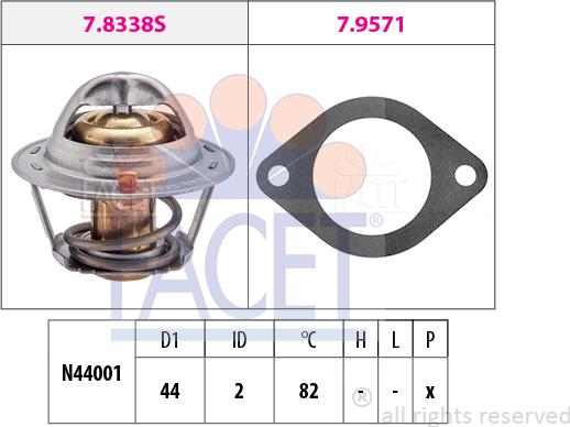 FACET 7.8338 - Termostat,lichid racire aaoparts.ro