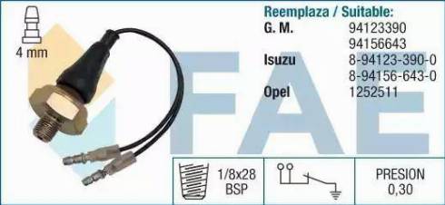 FAE 12530 - Senzor,presiune ulei aaoparts.ro