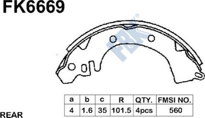 FBK FK6669 - Set saboti frana aaoparts.ro