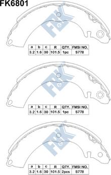 FBK FK6801 - Set saboti frana aaoparts.ro