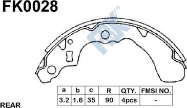 FBK FK0028 - Set saboti frana aaoparts.ro