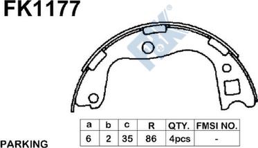 FBK FK1177 - Set saboti frana, frana de mana aaoparts.ro