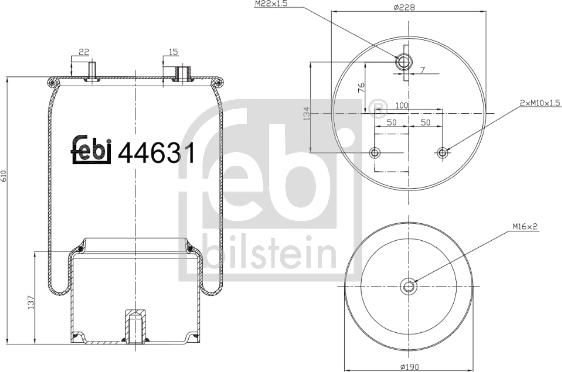 Febi Bilstein 44631 - Burduf, suspensie pneumatica aaoparts.ro