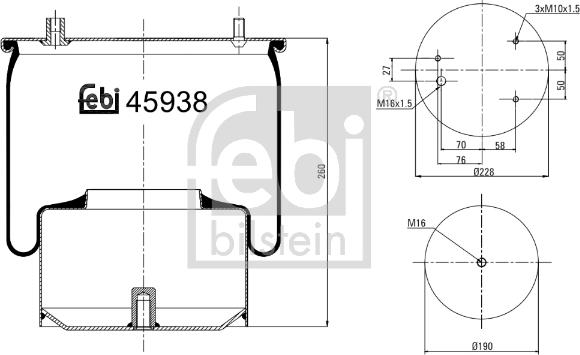 Febi Bilstein 45938 - Burduf, suspensie pneumatica aaoparts.ro