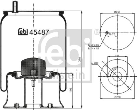 Febi Bilstein 45487 - Burduf, suspensie pneumatica aaoparts.ro