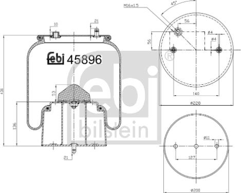Febi Bilstein 45896 - Burduf, suspensie pneumatica aaoparts.ro