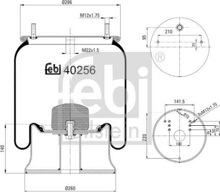 Febi Bilstein 40256 - Burduf, suspensie pneumatica aaoparts.ro