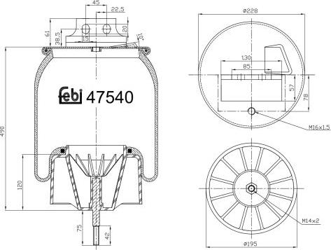 Febi Bilstein 47540 - Burduf, suspensie pneumatica aaoparts.ro