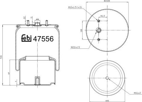 Febi Bilstein 47556 - Burduf, suspensie pneumatica aaoparts.ro