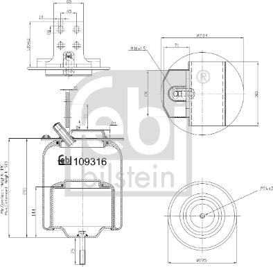 Febi Bilstein 109316 - Burduf, suspensie pneumatica aaoparts.ro