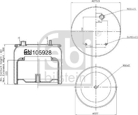 Febi Bilstein 105928 - Burduf, suspensie pneumatica aaoparts.ro