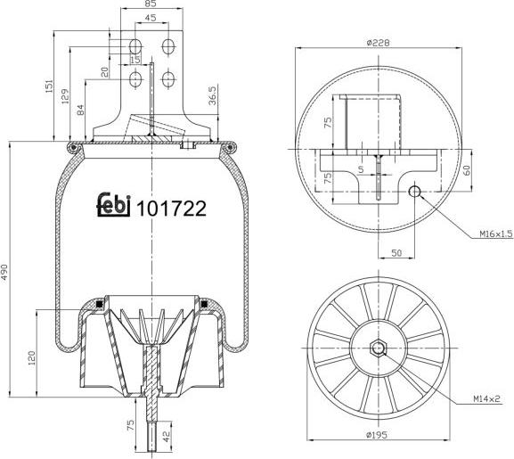 Febi Bilstein 101722 - Burduf, suspensie pneumatica aaoparts.ro