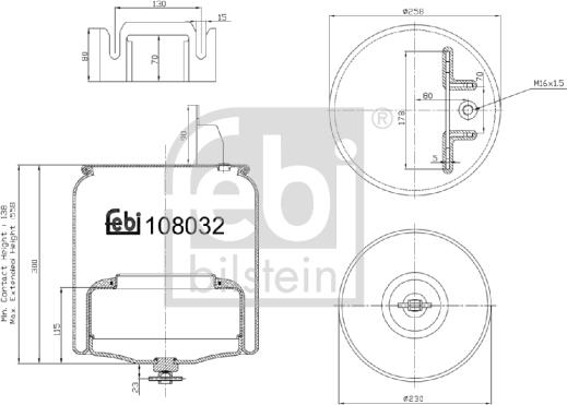 Febi Bilstein 108032 - Burduf, suspensie pneumatica aaoparts.ro