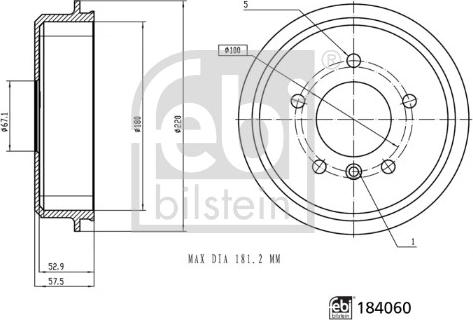 Febi Bilstein 184060 - Tambur frana aaoparts.ro