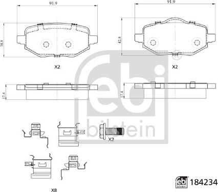 Febi Bilstein 184234 - Set placute frana,frana disc aaoparts.ro