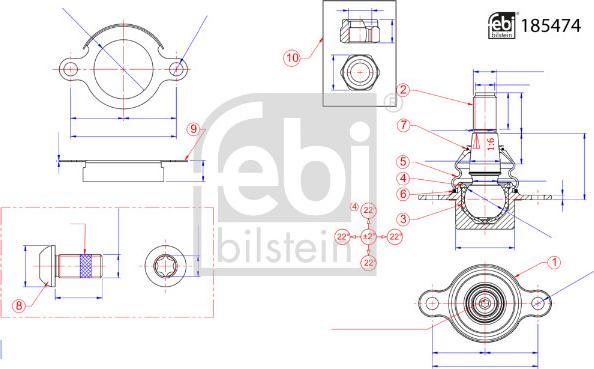 Febi Bilstein 185474 - Articulatie axiala, cap de bara aaoparts.ro