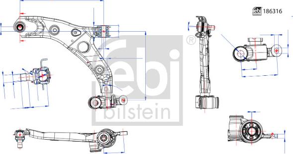 Febi Bilstein 186316 - Brat, suspensie roata aaoparts.ro