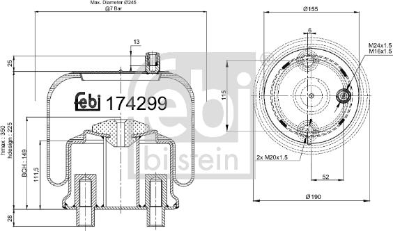 Febi Bilstein 174299 - Burduf, suspensie pneumatica aaoparts.ro