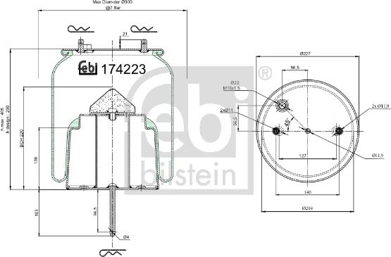 Febi Bilstein 174223 - Burduf, suspensie pneumatica aaoparts.ro