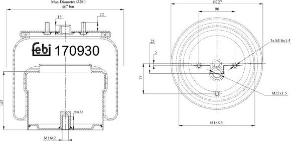 Febi Bilstein 170930 - Burduf, suspensie pneumatica aaoparts.ro