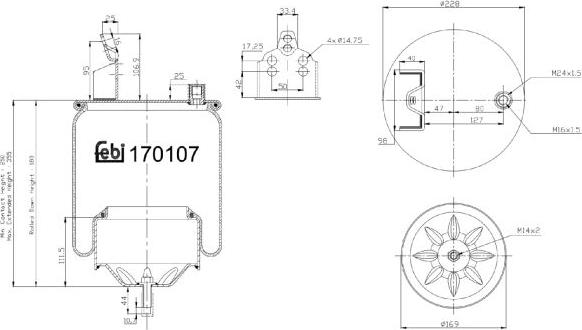 Febi Bilstein 170107 - Burduf, suspensie pneumatica aaoparts.ro