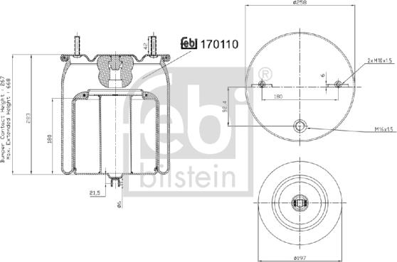 Febi Bilstein 170110 - Burduf, suspensie pneumatica aaoparts.ro