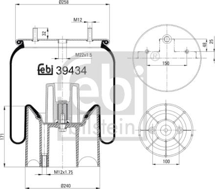 Febi Bilstein 39434 - Burduf, suspensie pneumatica aaoparts.ro