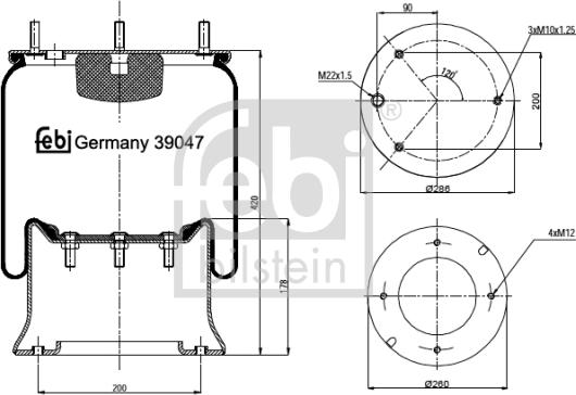 Febi Bilstein 39047 - Burduf, suspensie pneumatica aaoparts.ro