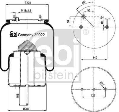 Febi Bilstein 39022 - Burduf, suspensie pneumatica aaoparts.ro