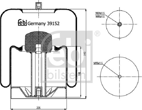 Febi Bilstein 39152 - Burduf, suspensie pneumatica aaoparts.ro