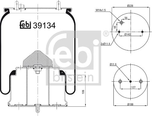 Febi Bilstein 39134 - Burduf, suspensie pneumatica aaoparts.ro