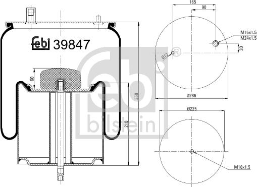 Febi Bilstein 39847 - Burduf, suspensie pneumatica aaoparts.ro