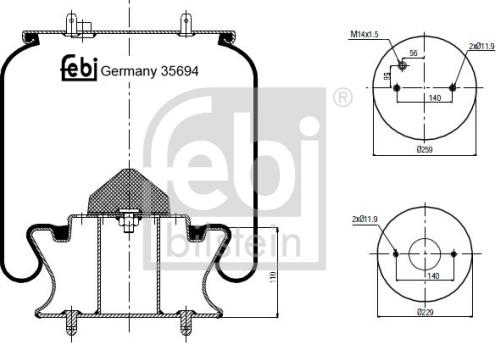 Febi Bilstein 35694 - Burduf, suspensie pneumatica aaoparts.ro