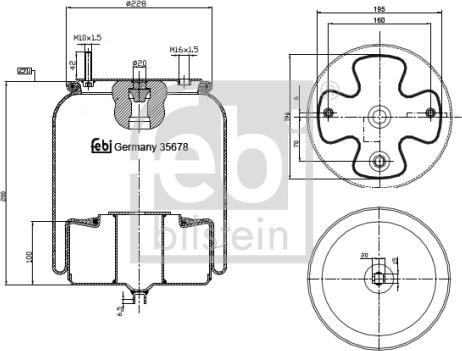 Febi Bilstein 35678 - Burduf, suspensie pneumatica aaoparts.ro