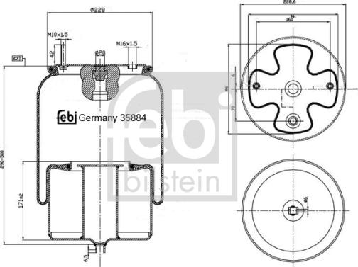 Febi Bilstein 35884 - Burduf, suspensie pneumatica aaoparts.ro