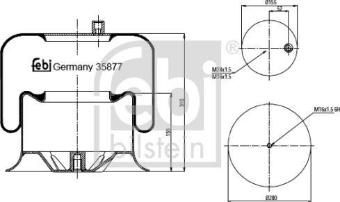 Febi Bilstein 35877 - Burduf, suspensie pneumatica aaoparts.ro