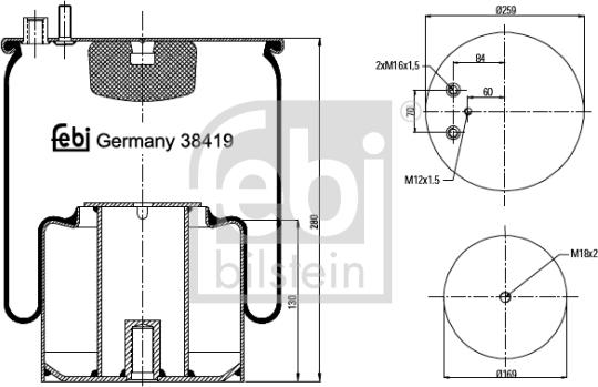 Febi Bilstein 38419 - Burduf, suspensie pneumatica aaoparts.ro