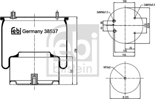 Febi Bilstein 38537 - Burduf, suspensie pneumatica aaoparts.ro