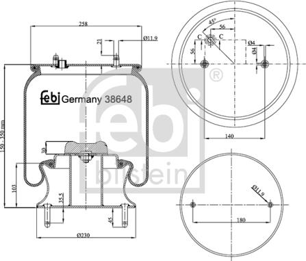 Febi Bilstein 38648 - Burduf, suspensie pneumatica aaoparts.ro