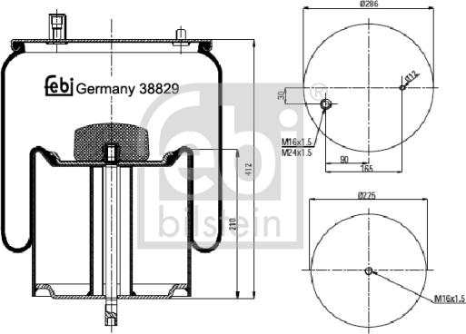 Febi Bilstein 38829 - Burduf, suspensie pneumatica aaoparts.ro