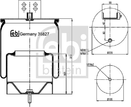 Febi Bilstein 38827 - Burduf, suspensie pneumatica aaoparts.ro