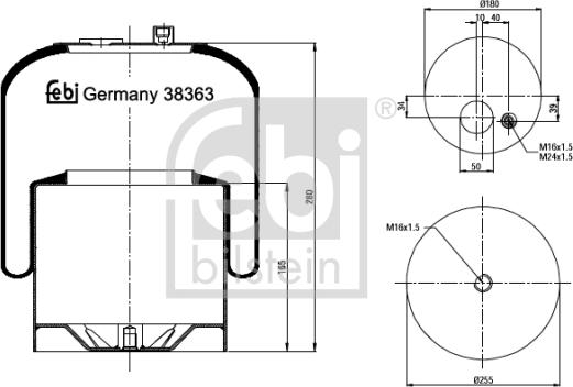 Febi Bilstein 38363 - Burduf, suspensie pneumatica aaoparts.ro