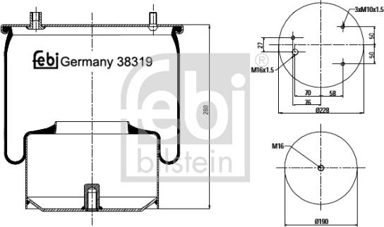 Febi Bilstein 38319 - Burduf, suspensie pneumatica aaoparts.ro