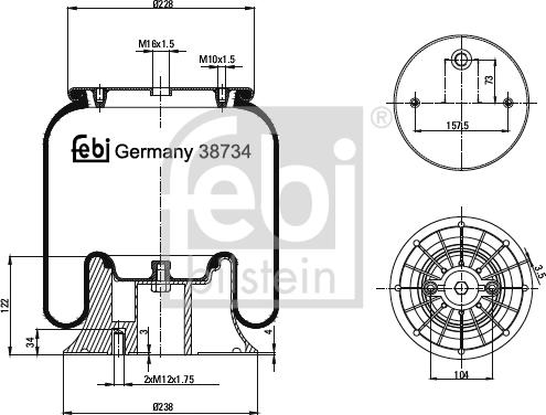 Febi Bilstein 38734 - Burduf, suspensie pneumatica aaoparts.ro